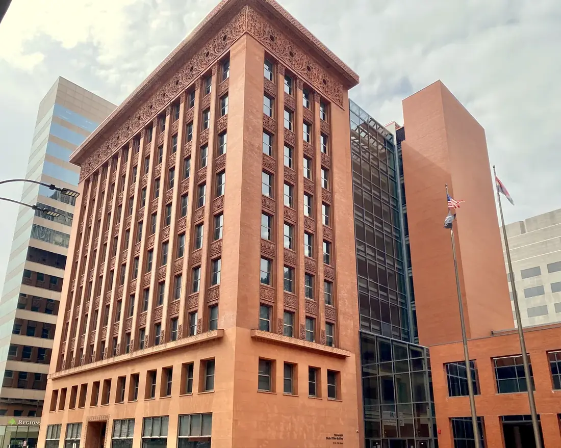 Established commercial buildings in a city business district
